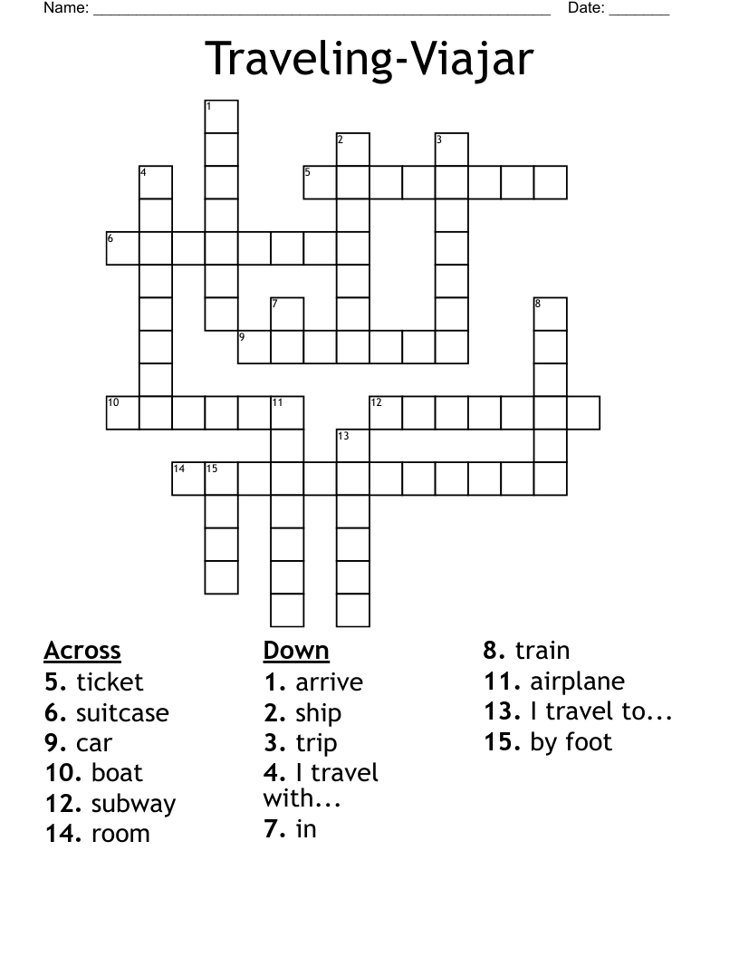 Traveling-Viajar Crossword