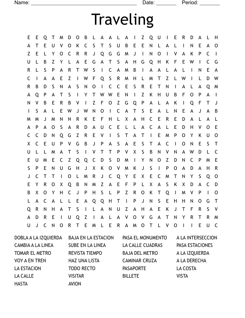 Traveling Word Search