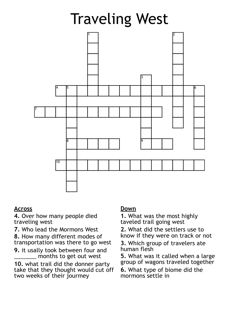 Traveling West Crossword