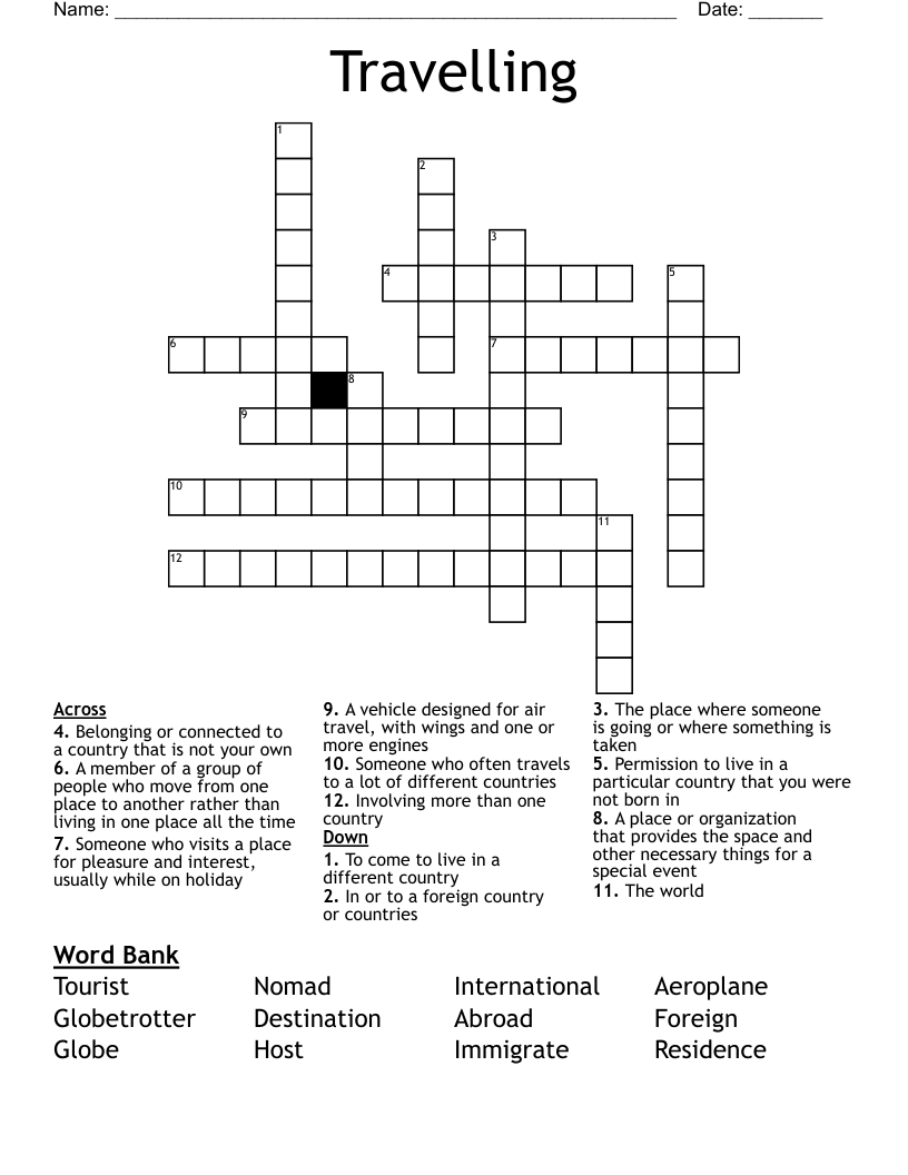 Travelling Crossword
