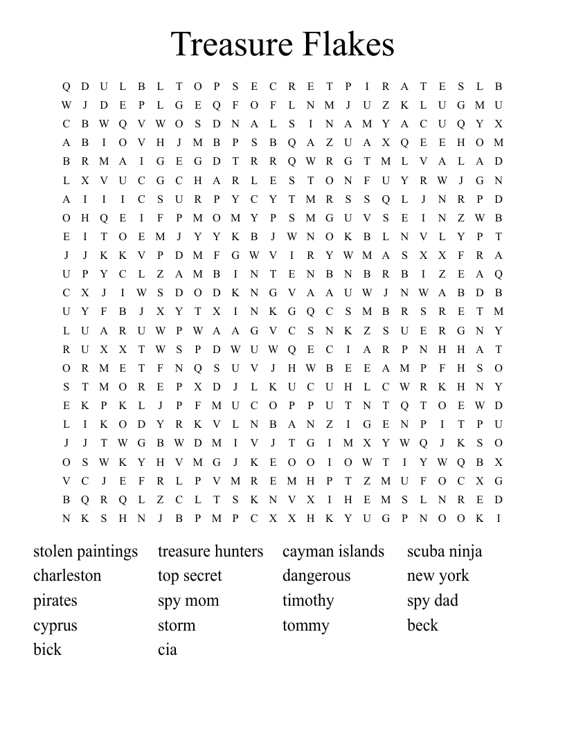 Treasure Flakes Word Search