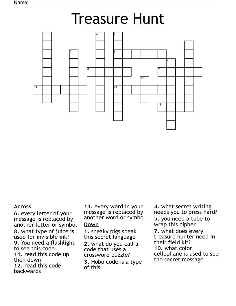 Treasure Hunt Crossword