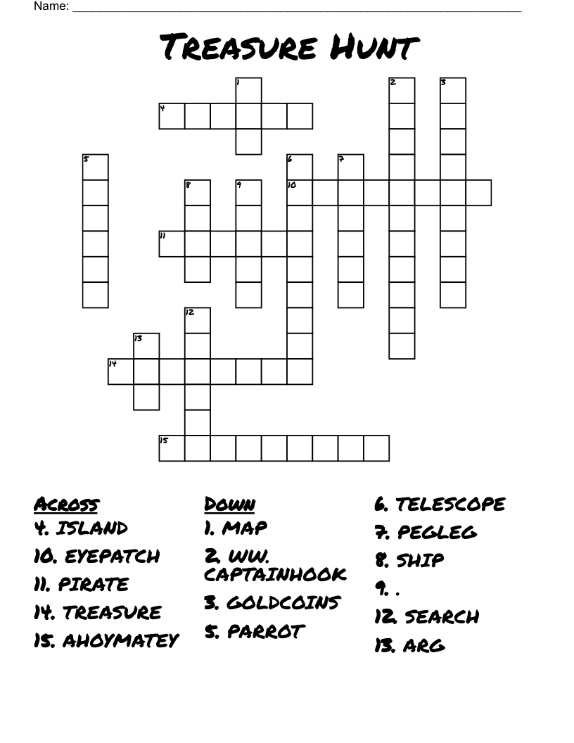 Treasure Hunt Crossword