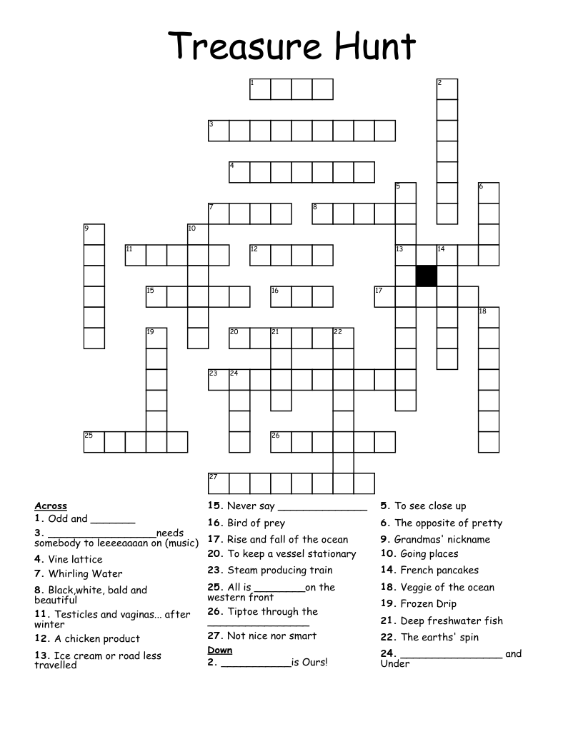 Treasure Hunt Crossword