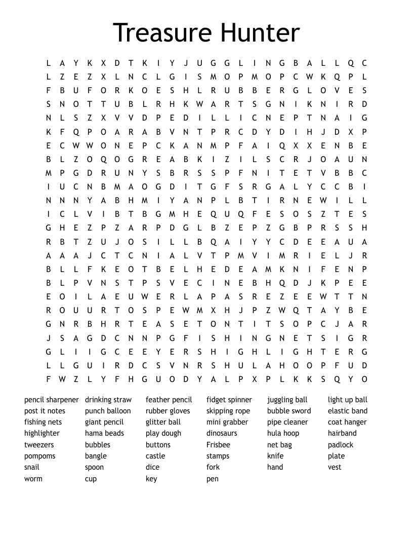 Treasure Hunter Word Search