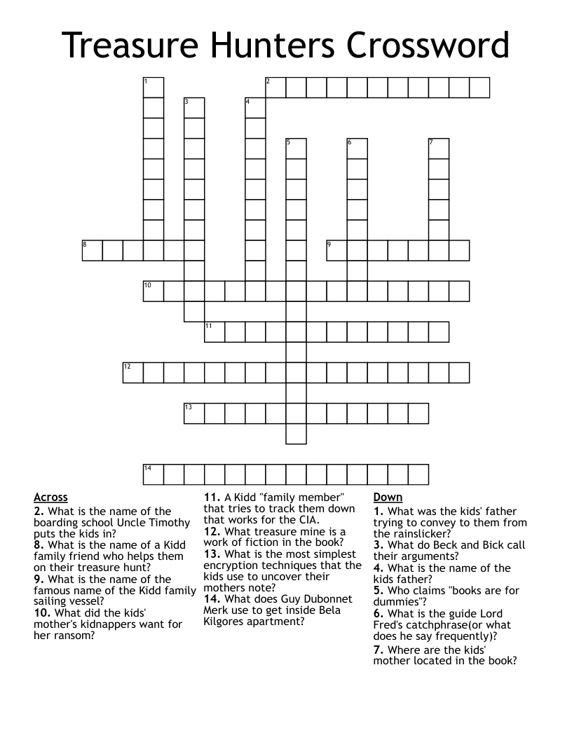 Treasure Hunters Crossword