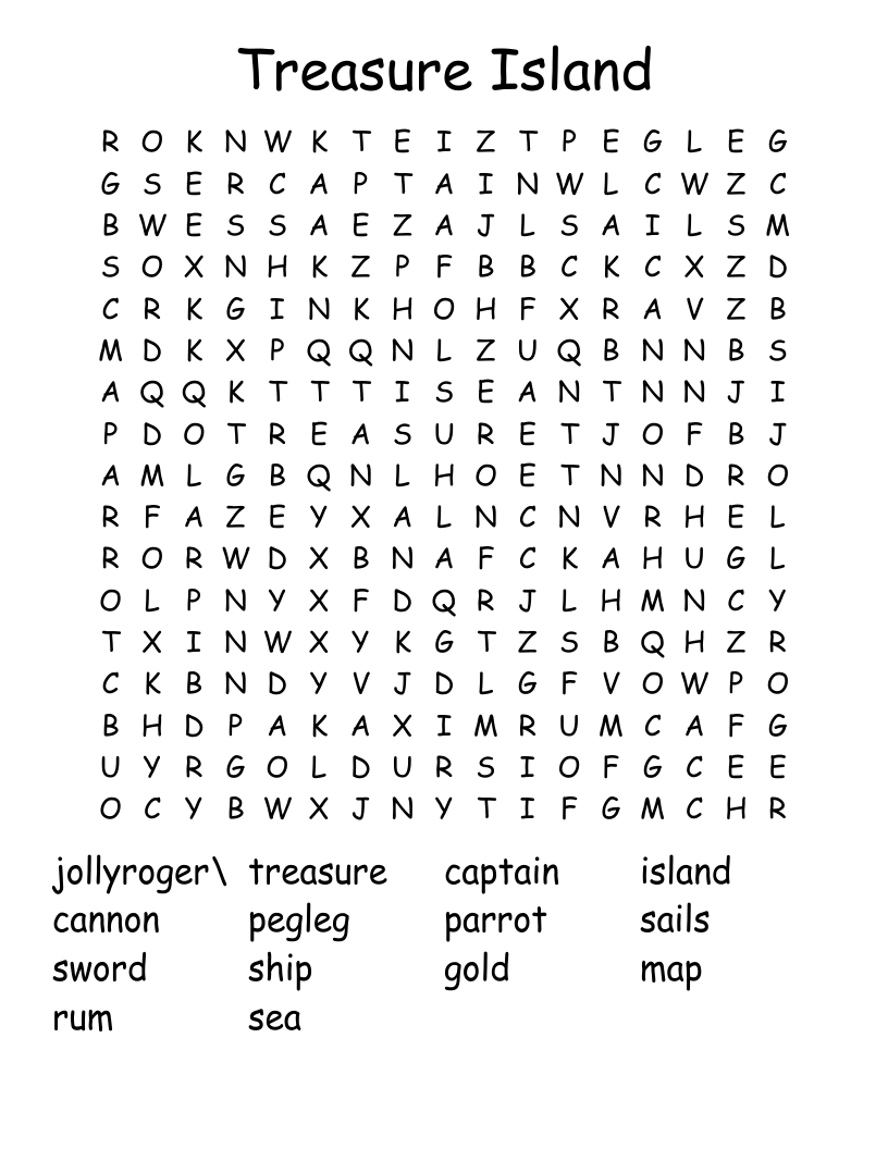 Treasure Island Word Search