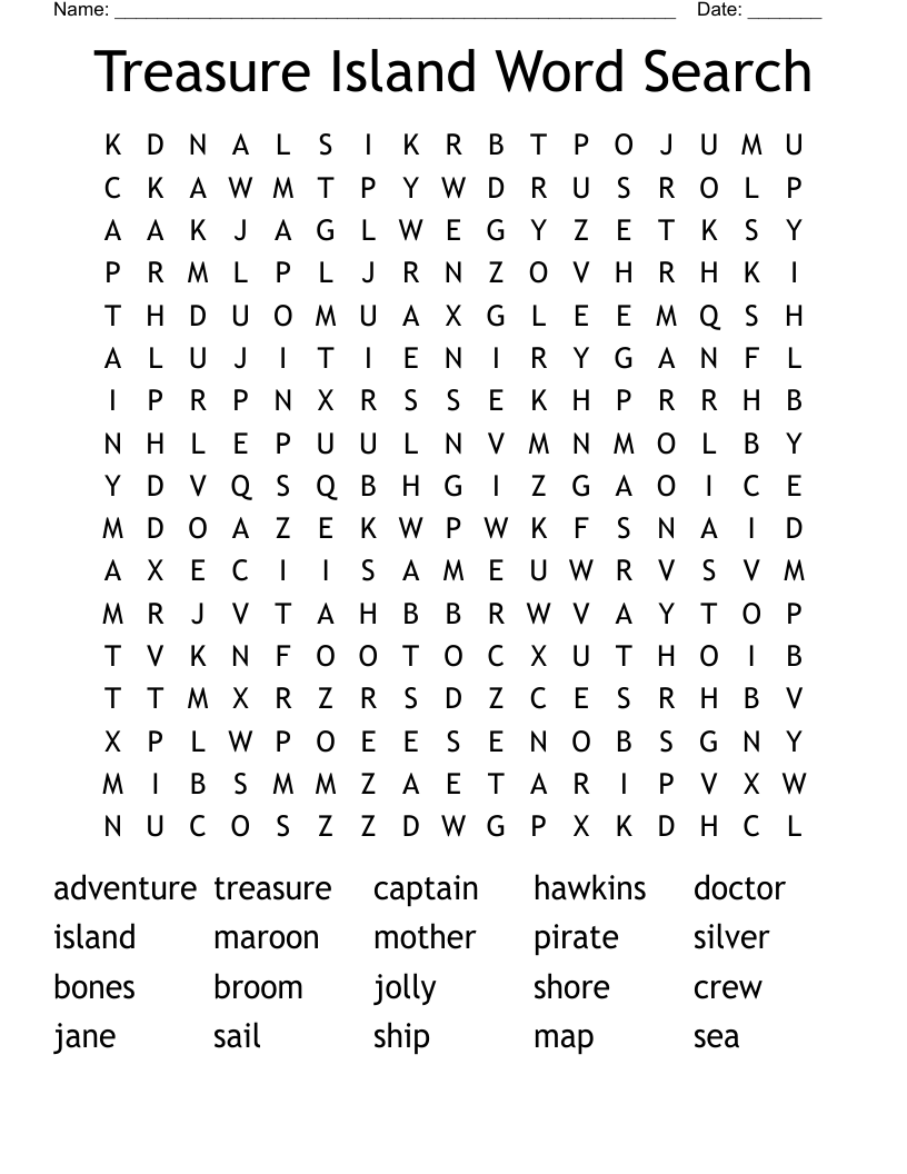 Treasure Island Word Search