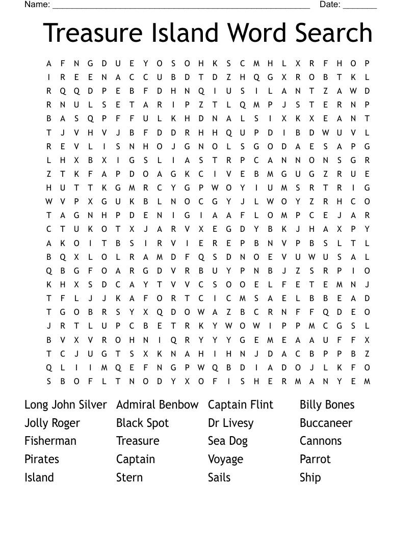 Treasure Island Word Search