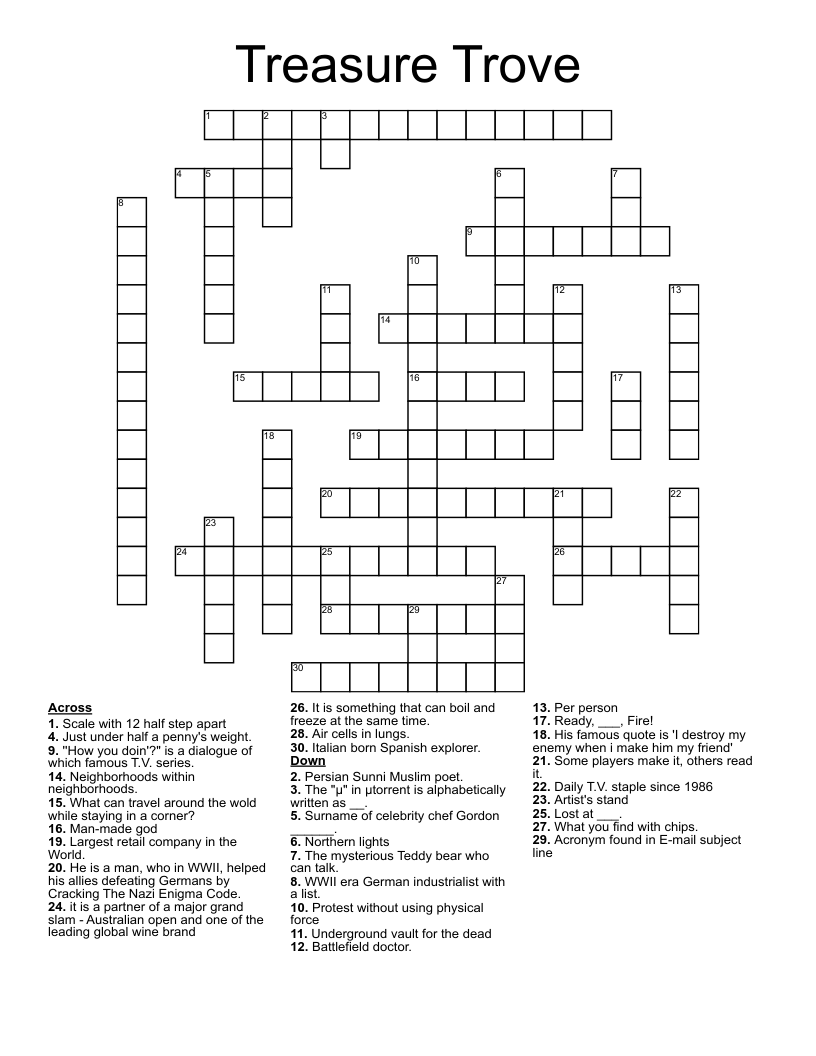Treasure Trove Crossword