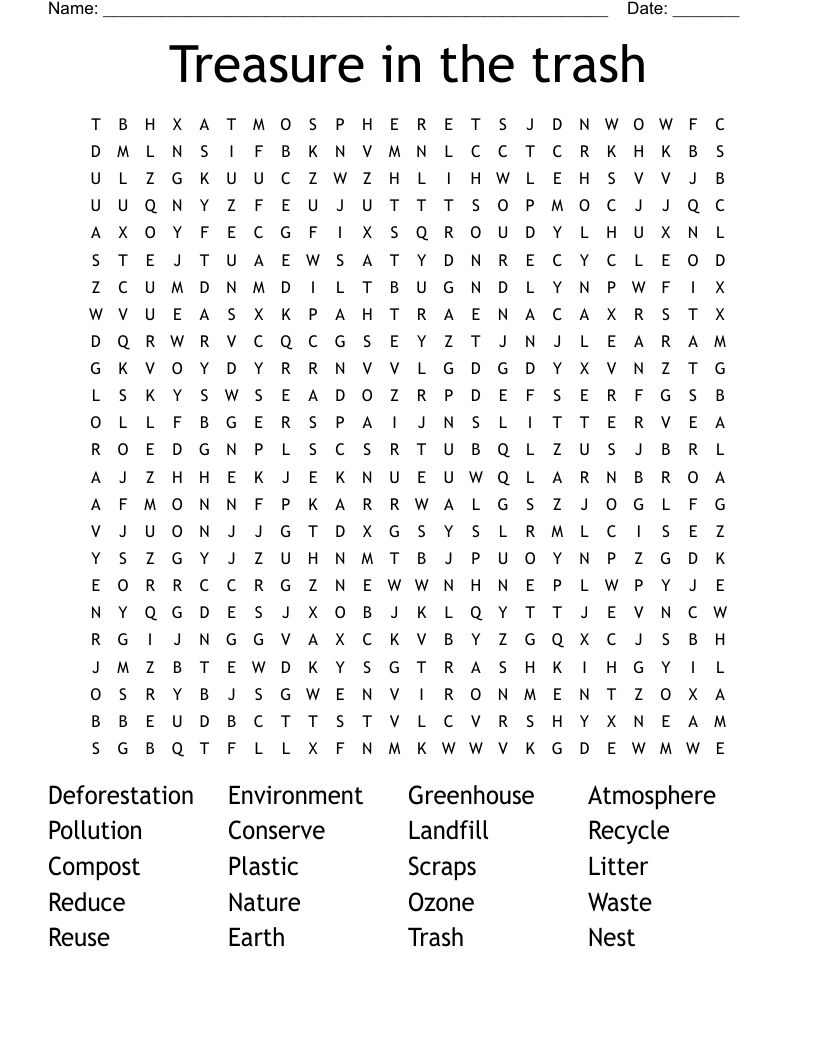 Treasure  in the trash  Word Search