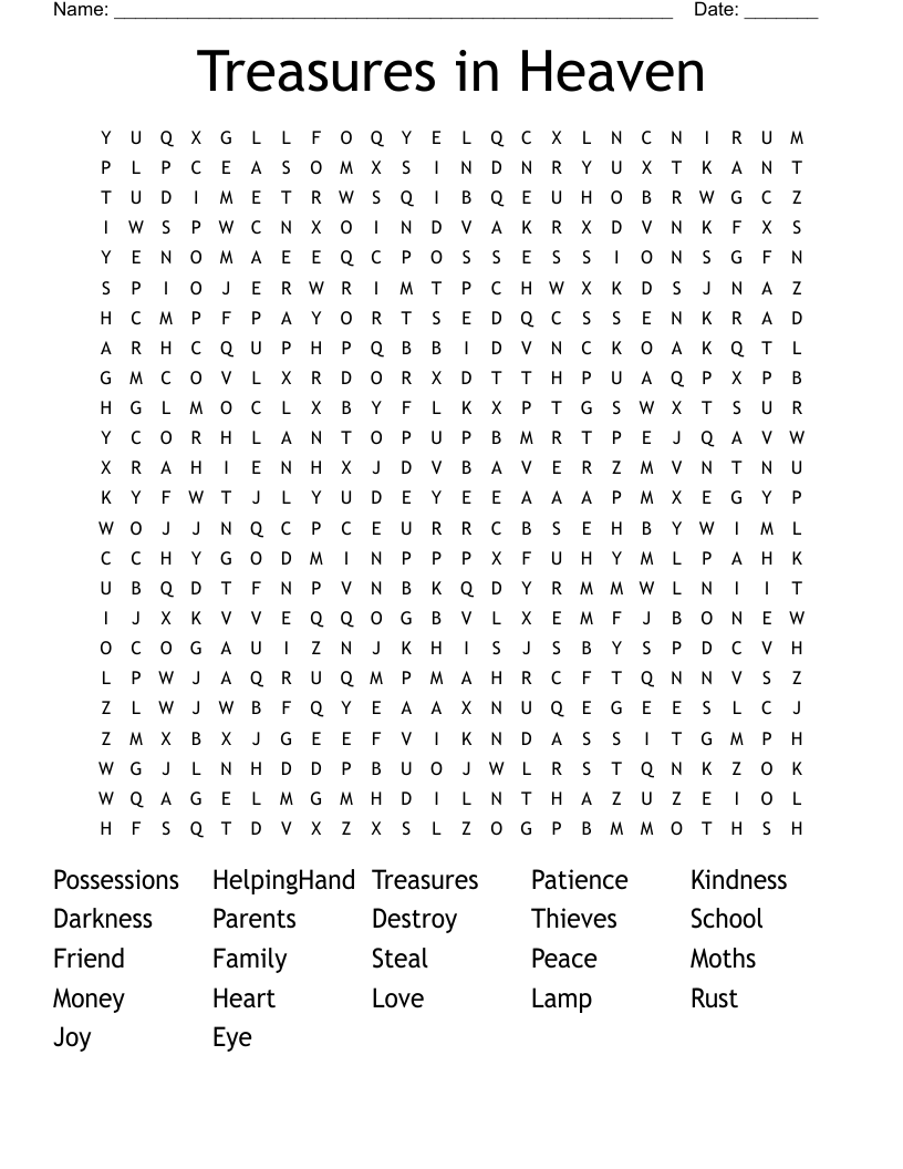Treasures in Heaven Word Search