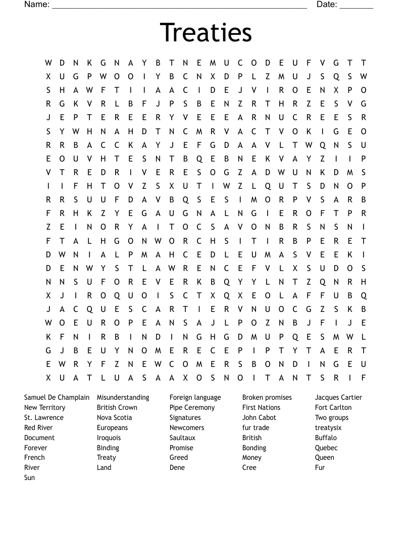 Treaties Word Search