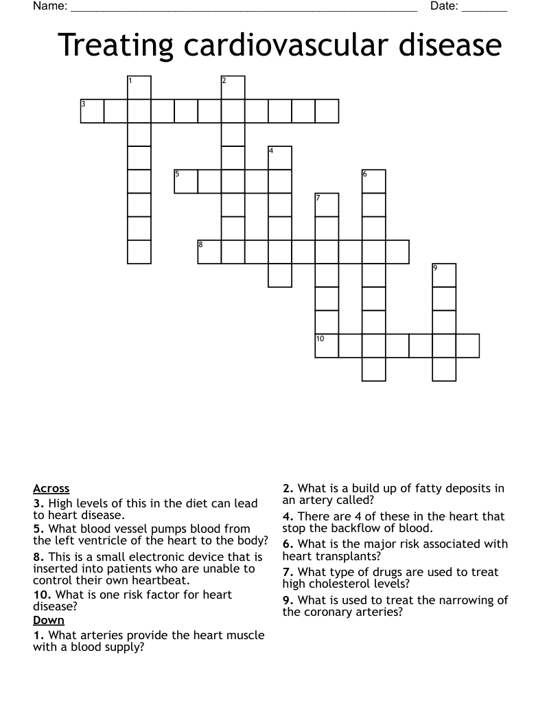 Treating cardiovascular disease Crossword