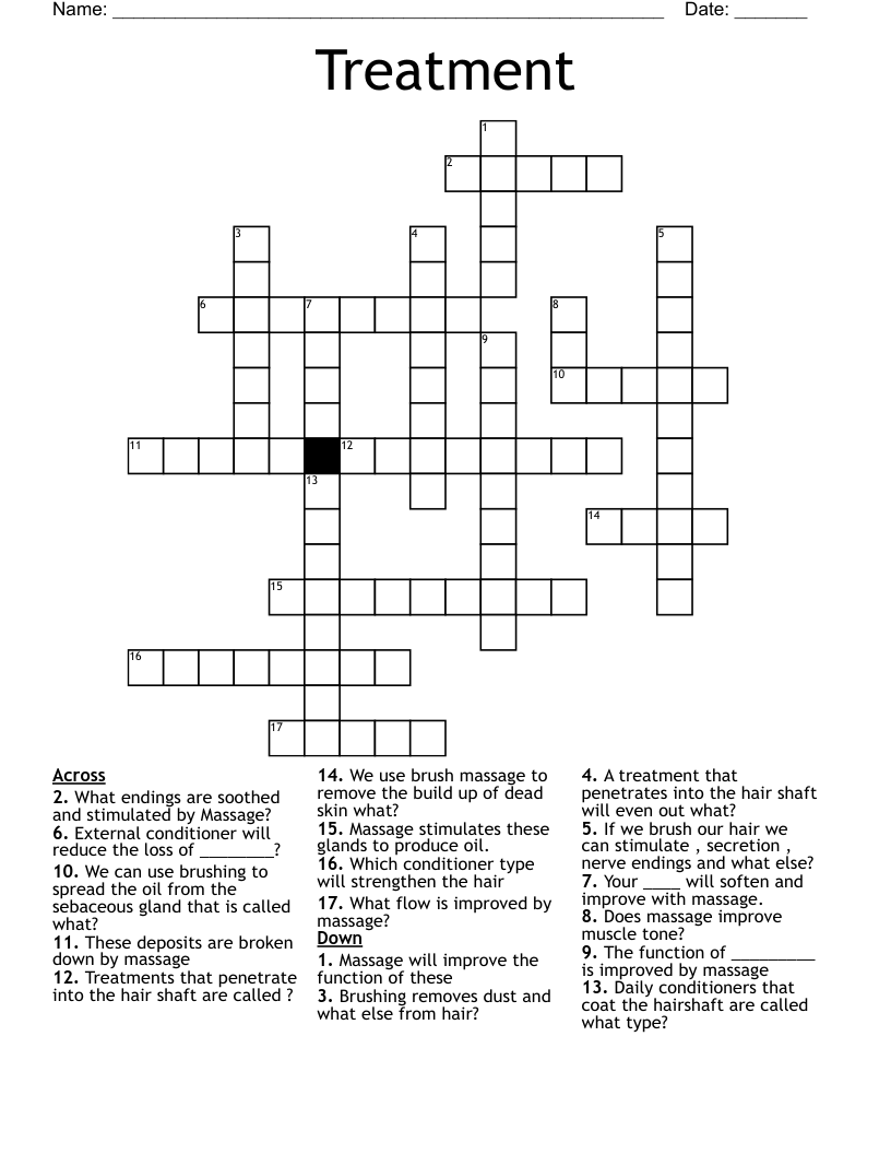 Treatment Crossword