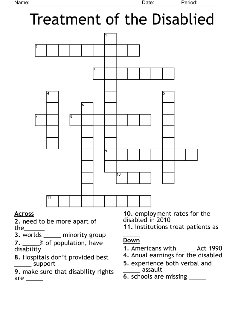 Treatment of the Disablied  Crossword