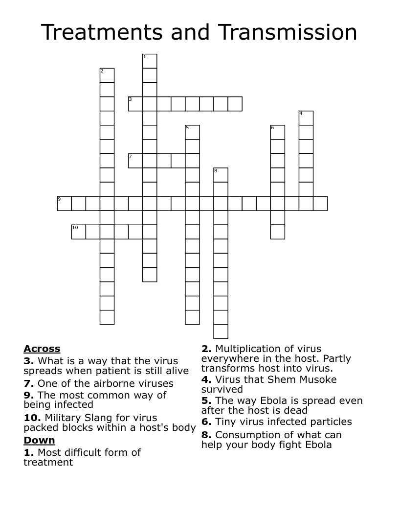 Treatments and Transmission Crossword