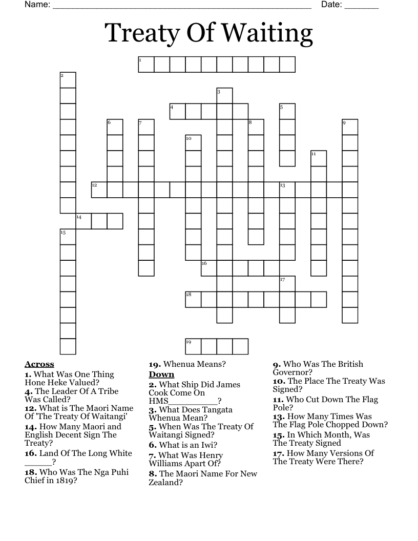Treaty Of Waiting Crossword
