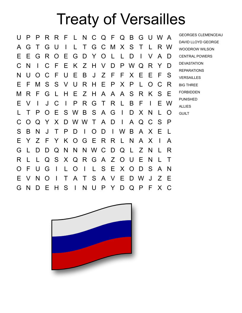 Treaty of Versailles Word Search