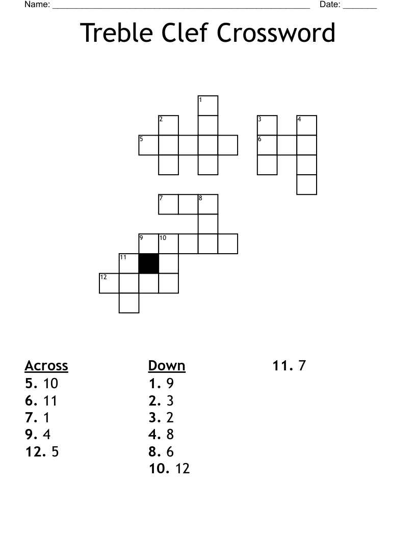 Treble Clef Crossword