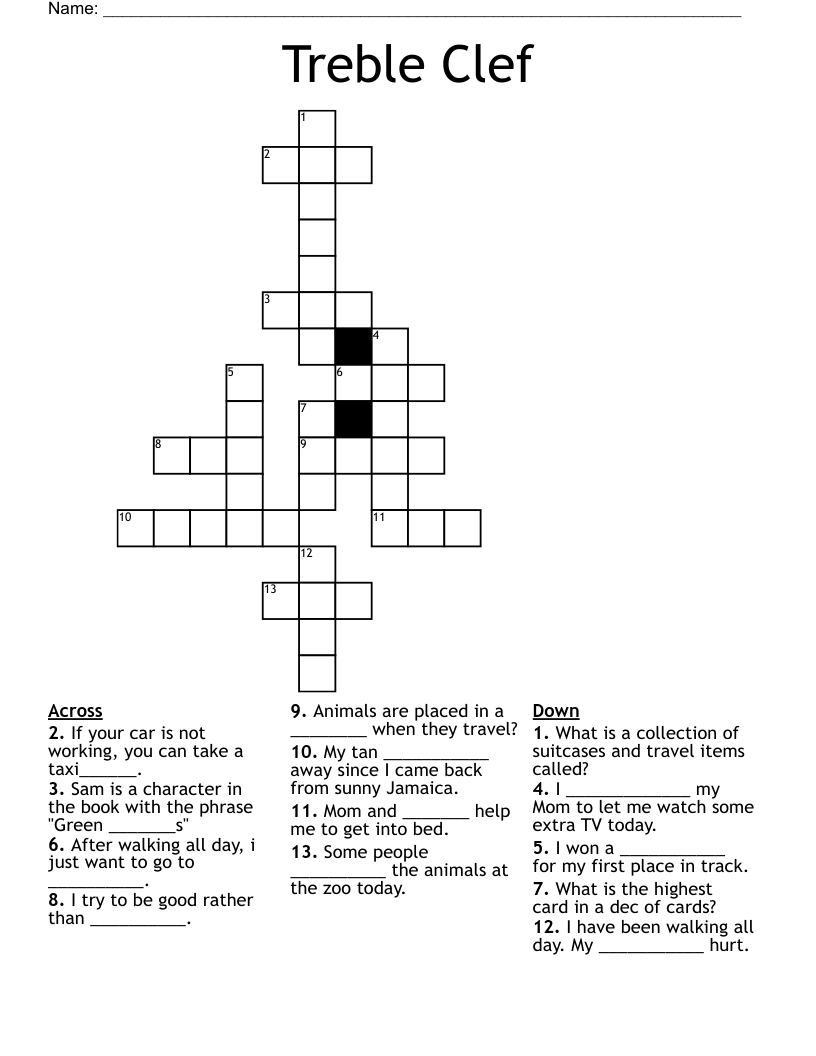 Treble Clef  Crossword