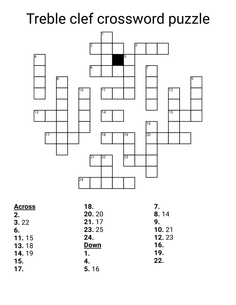 Treble clef crossword puzzle 