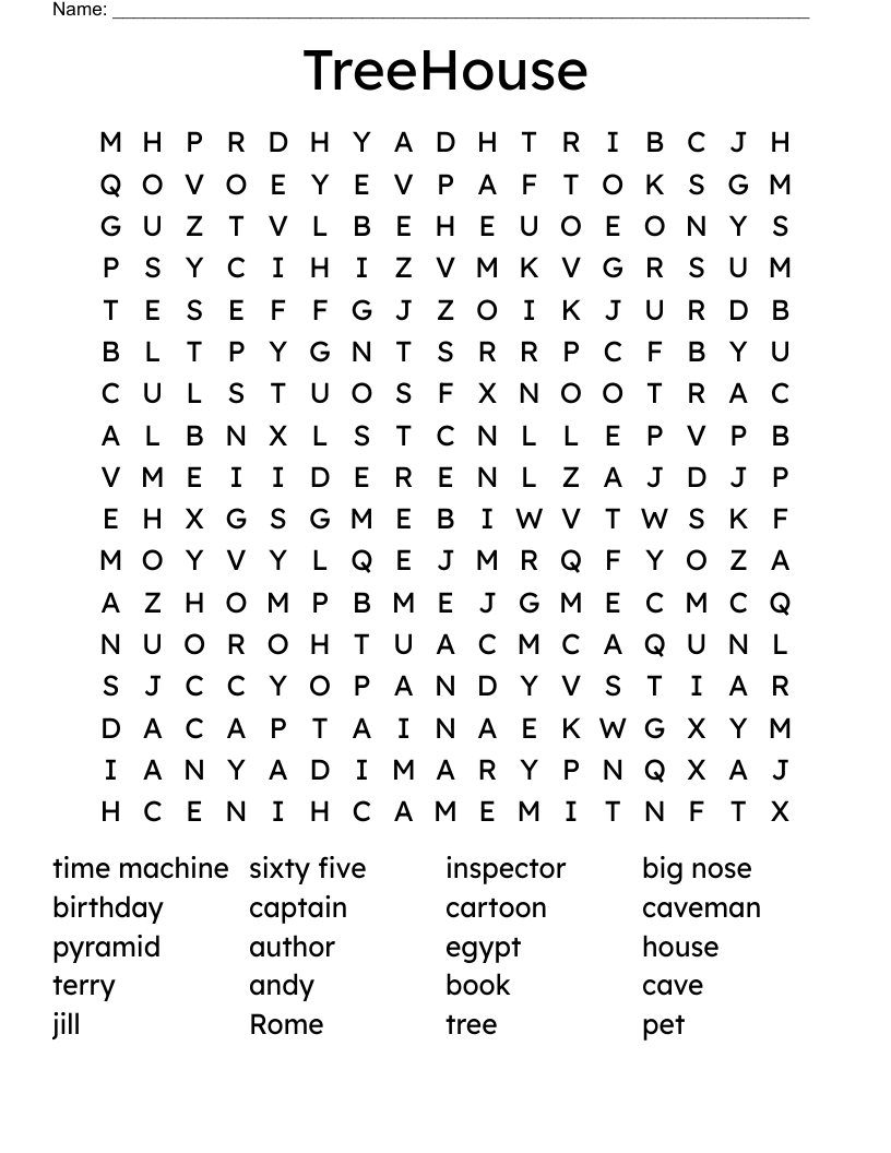 TreeHouse Word Search