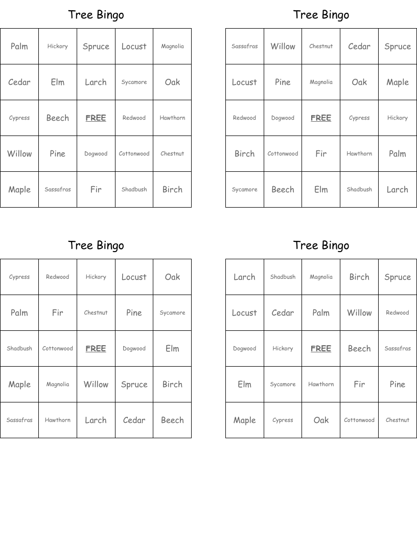 Tree Bingo