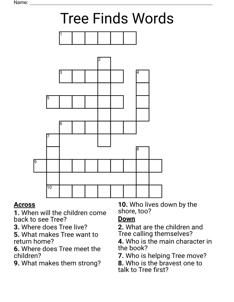 Tree Finds Words Crossword