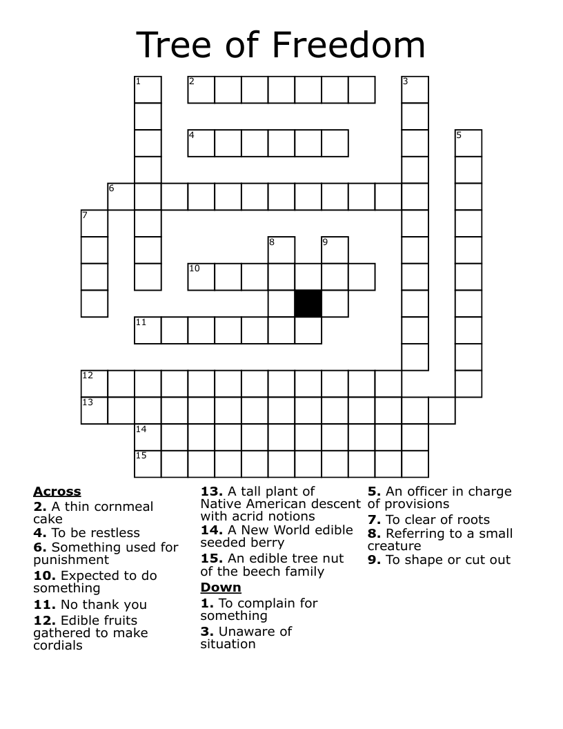Tree of Freedom Crossword