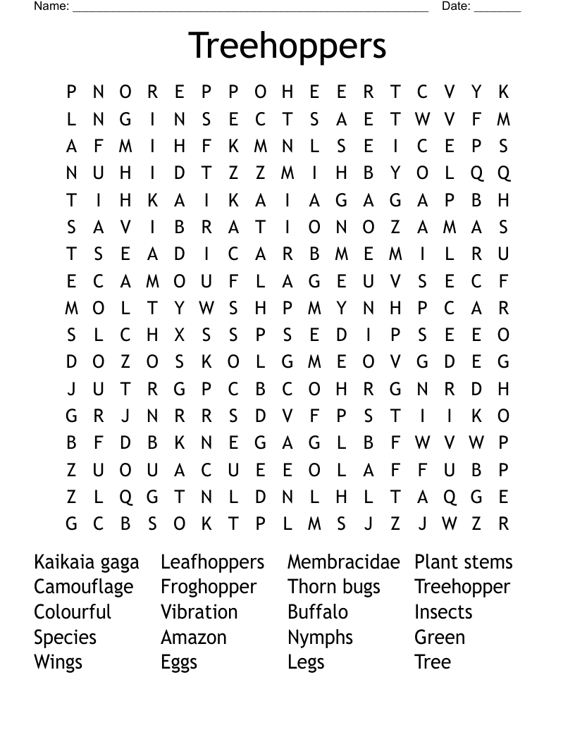 Treehoppers Word Search