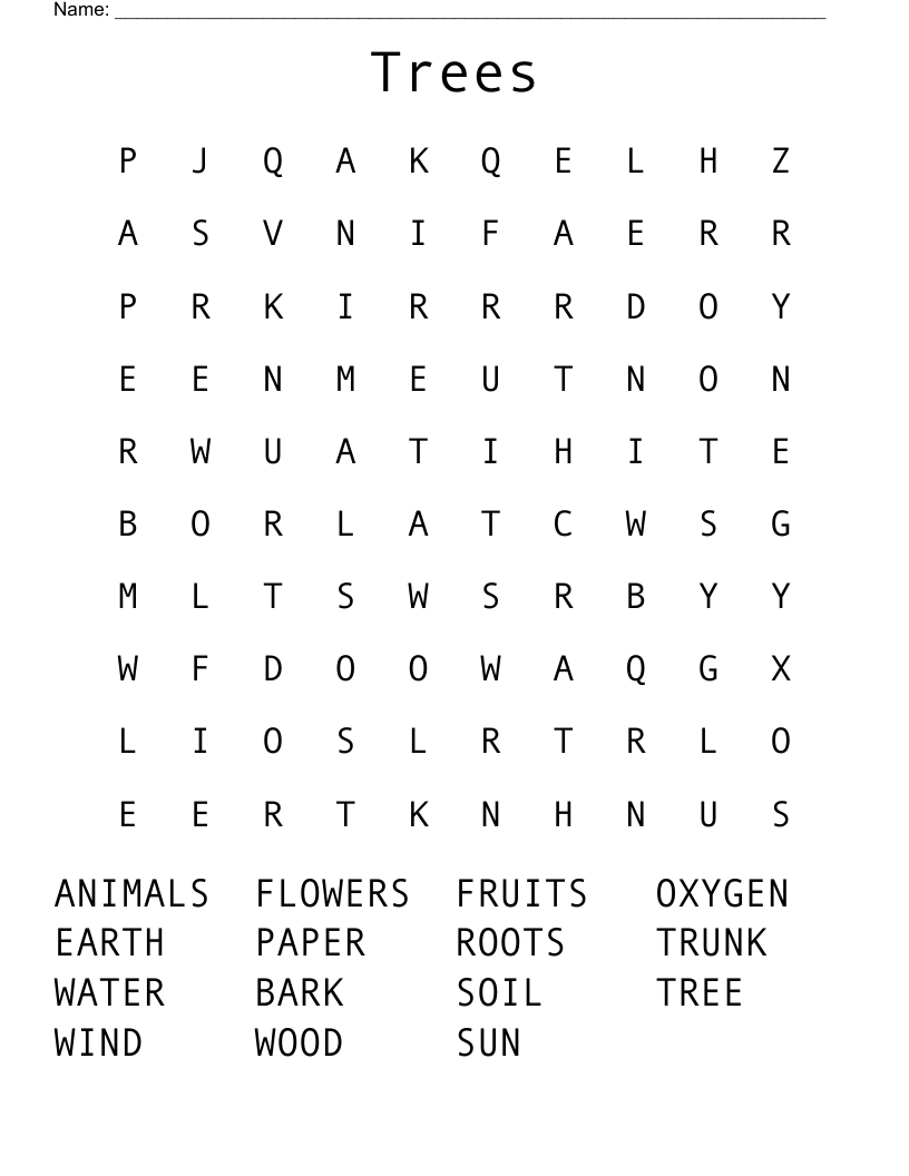 Trees Word Search