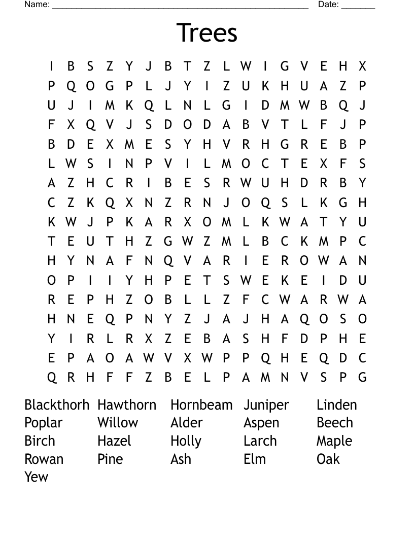 Trees Word Search