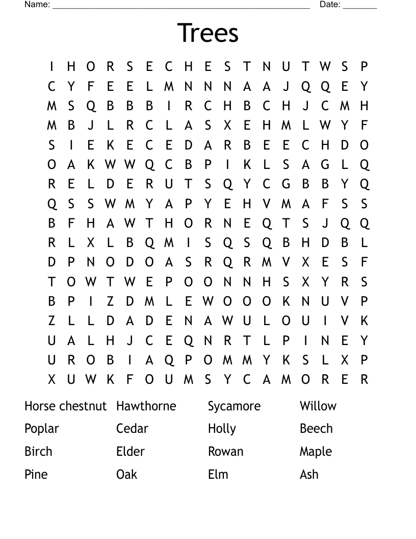 Trees Word Search