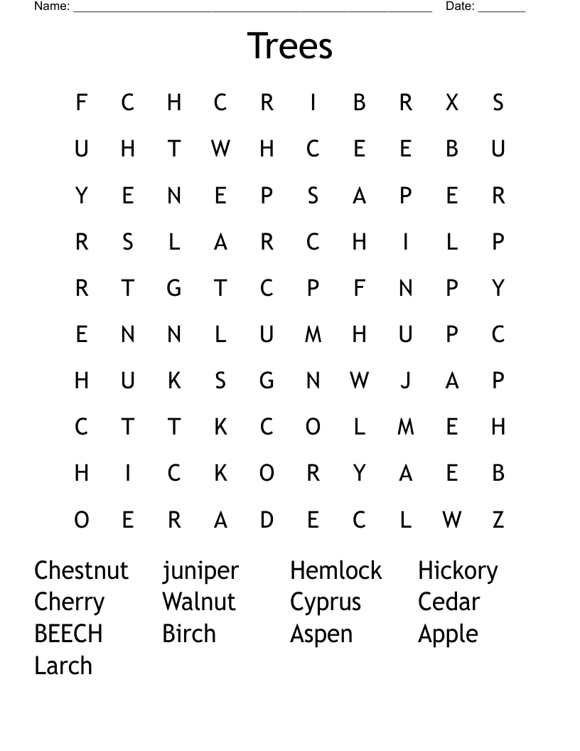 Trees Word Search