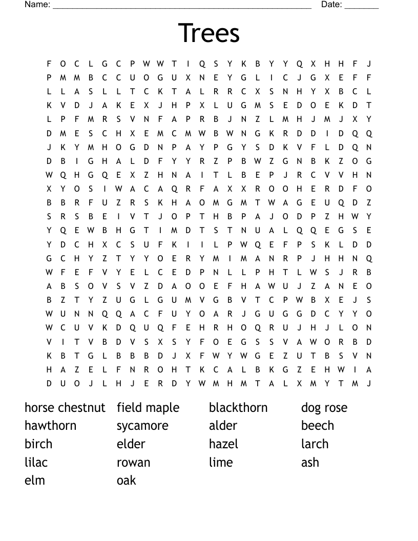 Trees Word Search
