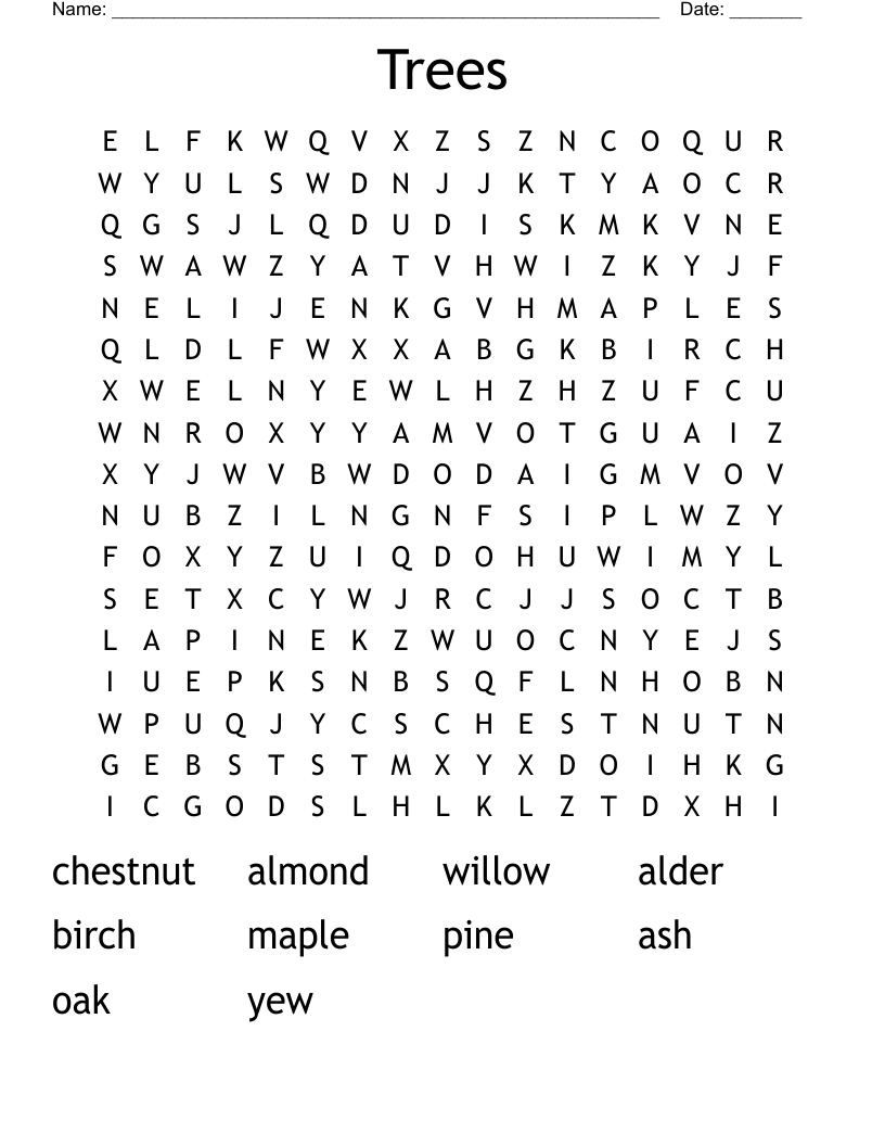 Trees Word Search