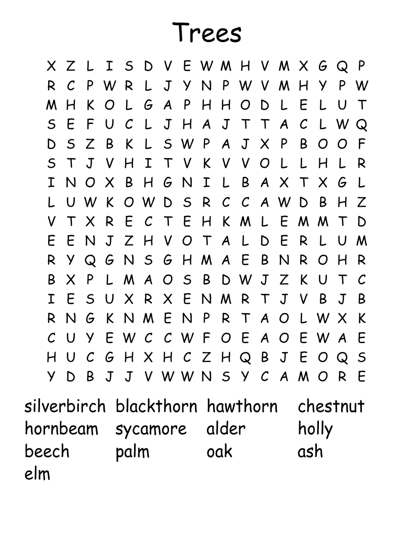 Trees Word Search