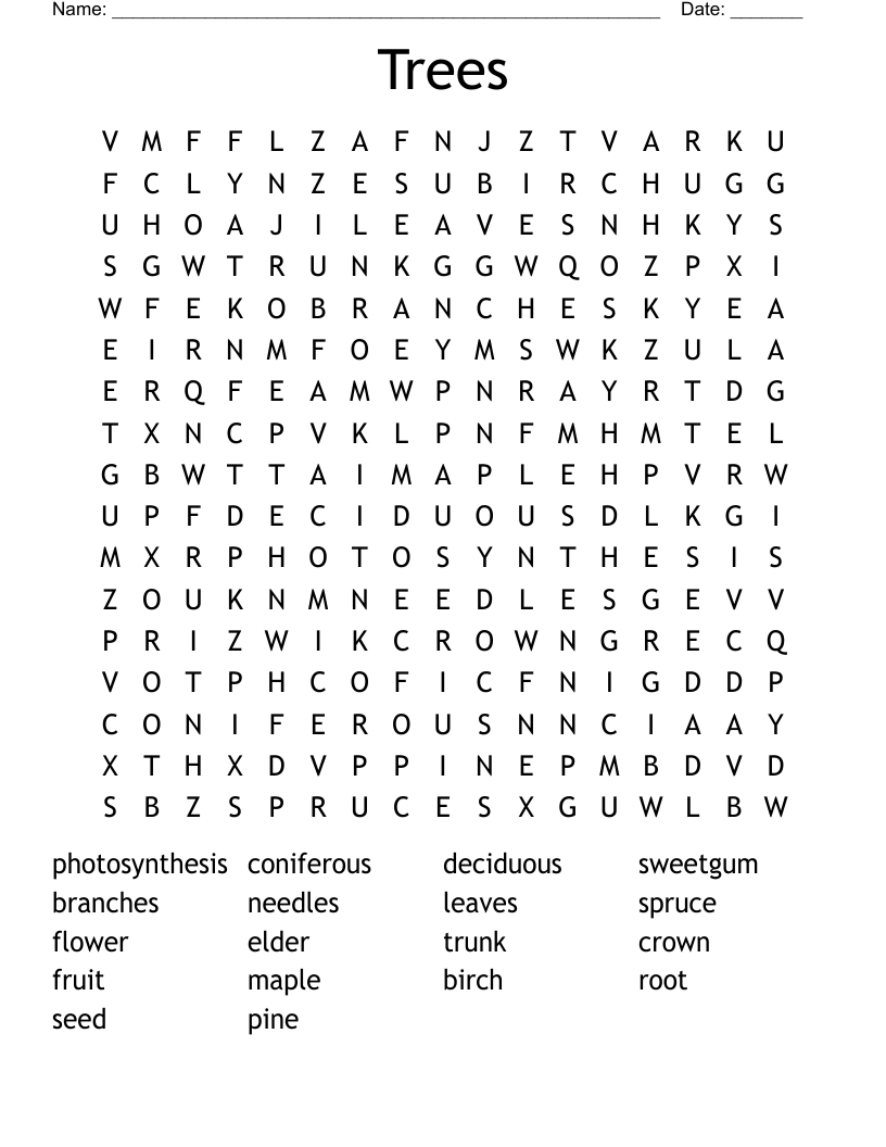 Trees Word Search