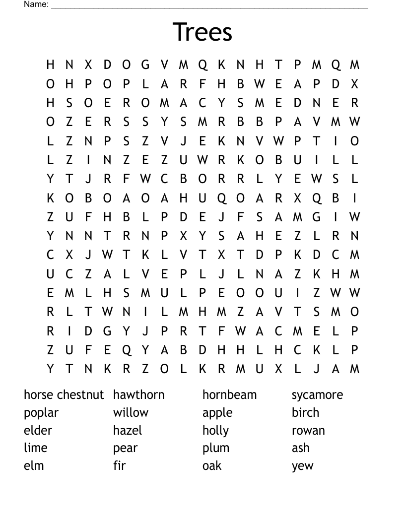 Trees Word Search
