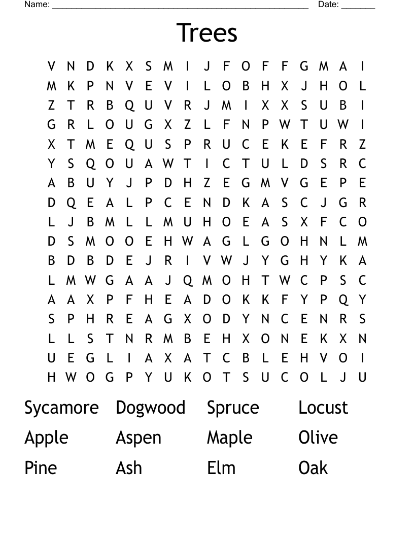 Trees Word Search