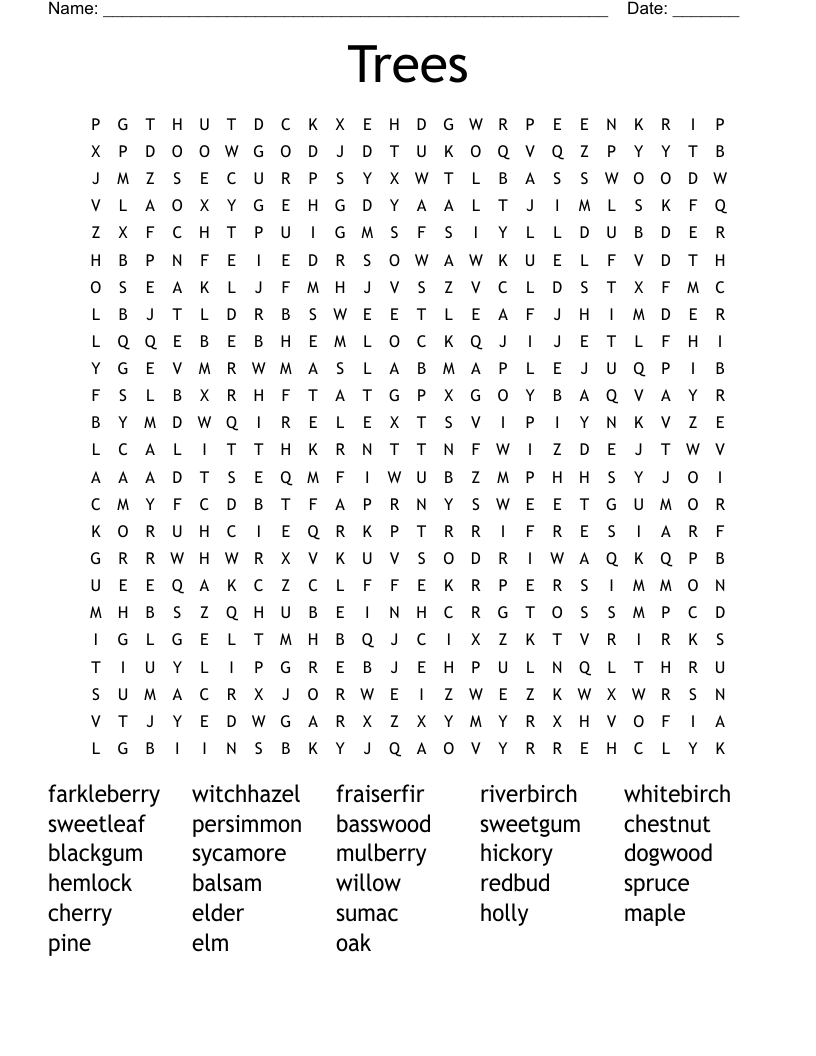 Trees Word Search
