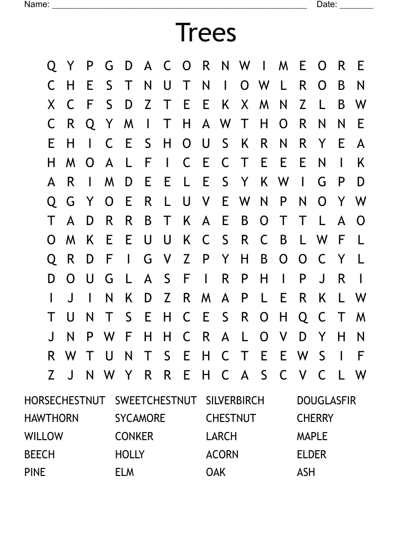 Trees Word Search