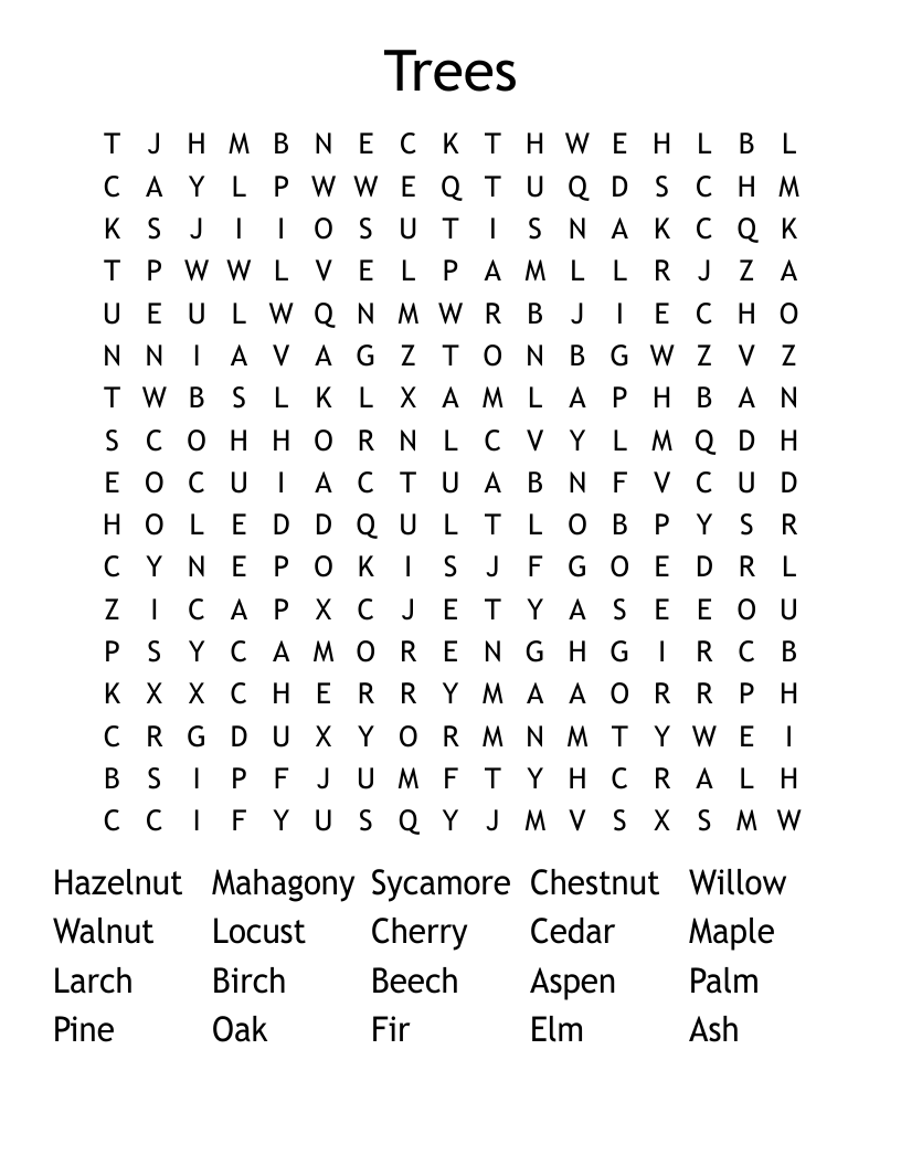 Trees Word Search