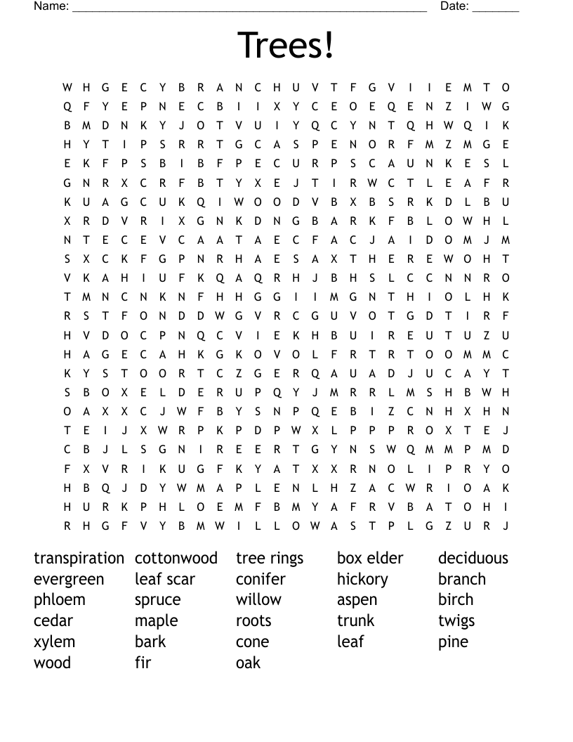 Trees! Word Search