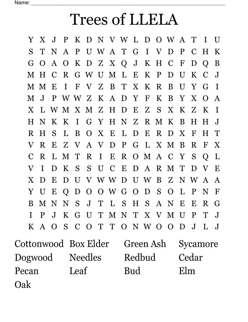 Trees of LLELA Word Search