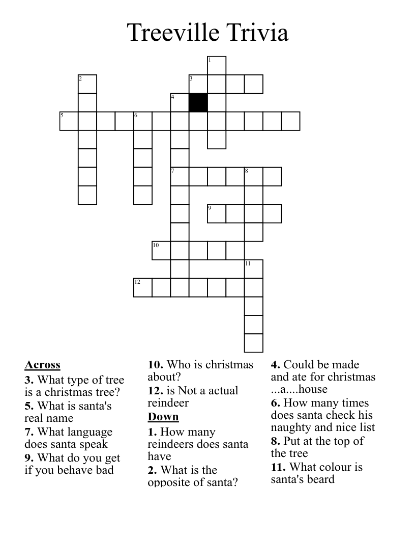 Treeville Trivia Crossword