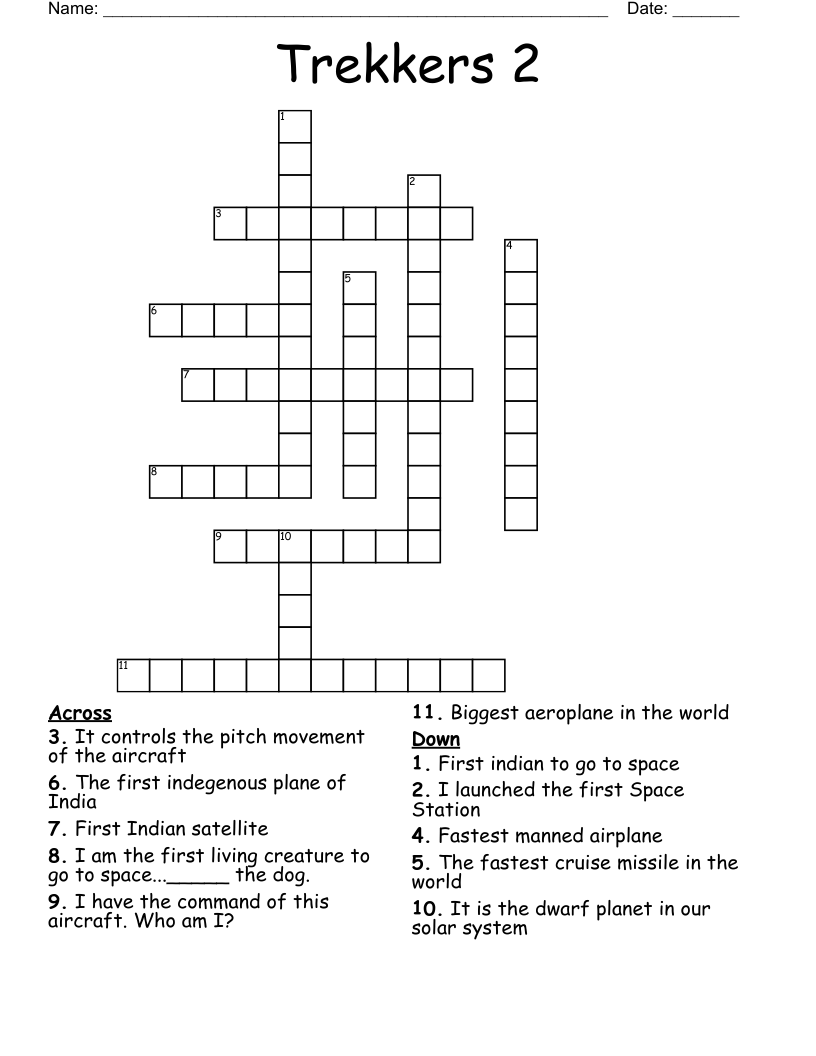 Trekkers 2 Crossword