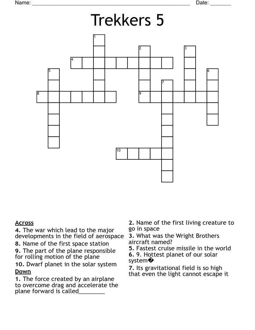 Trekkers 5 Crossword