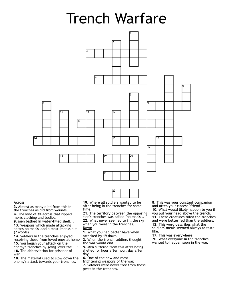 Trench Warfare Crossword